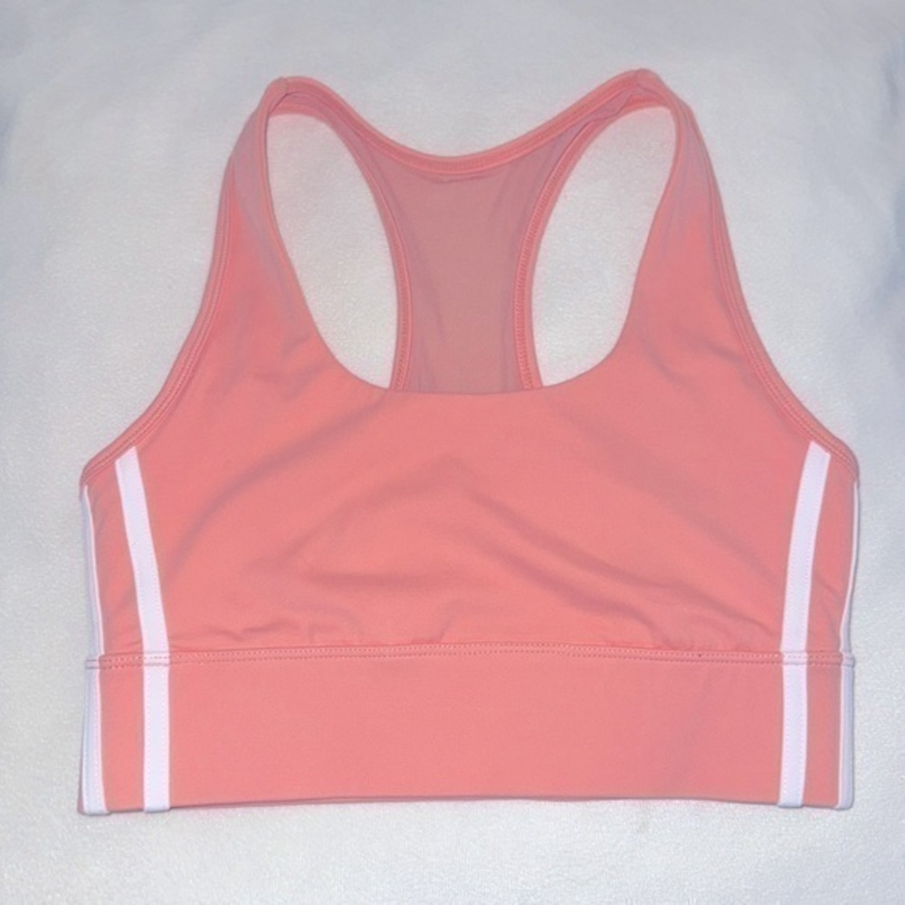 Coral Colored Womens Size Medium Vertical Stripe Mesh Razorback Bunny Sports Bra